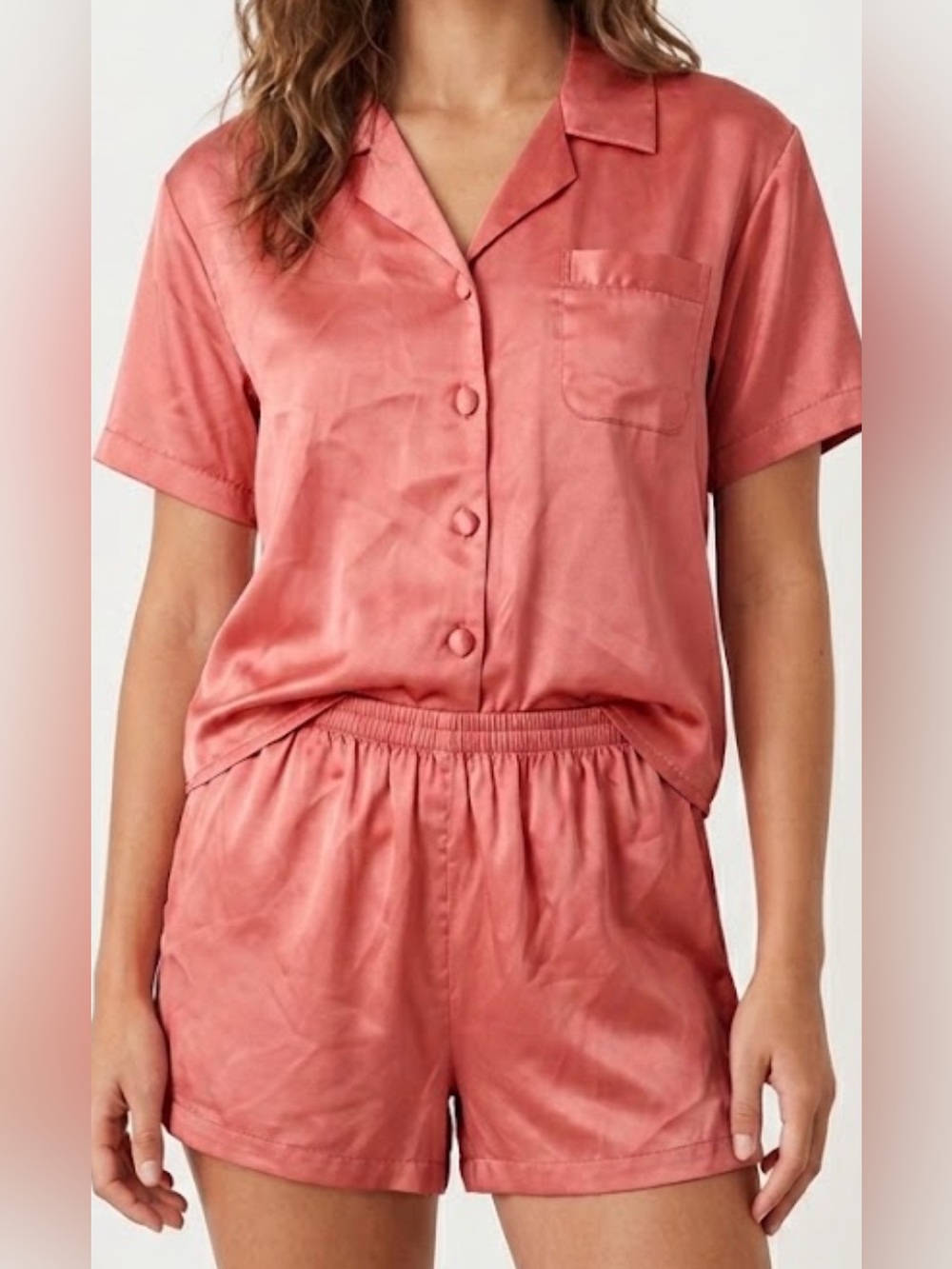 Victoria's Secret Vintage 100% Silk Pink /Coral Short Pajama Set Women’s Medium